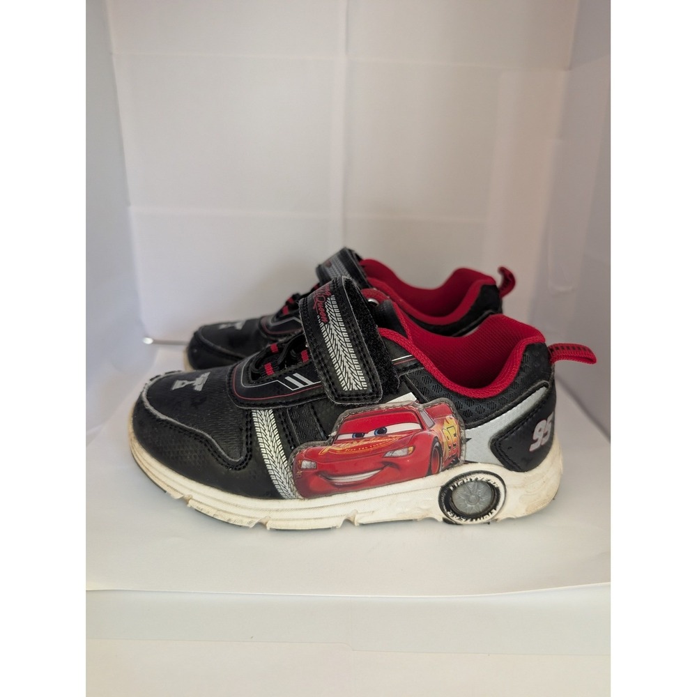 Lightning McQueen Boys Sneakers Shoes Sz 11 Light Up Cars 95 Racing Black Red - Picture 5 of 16